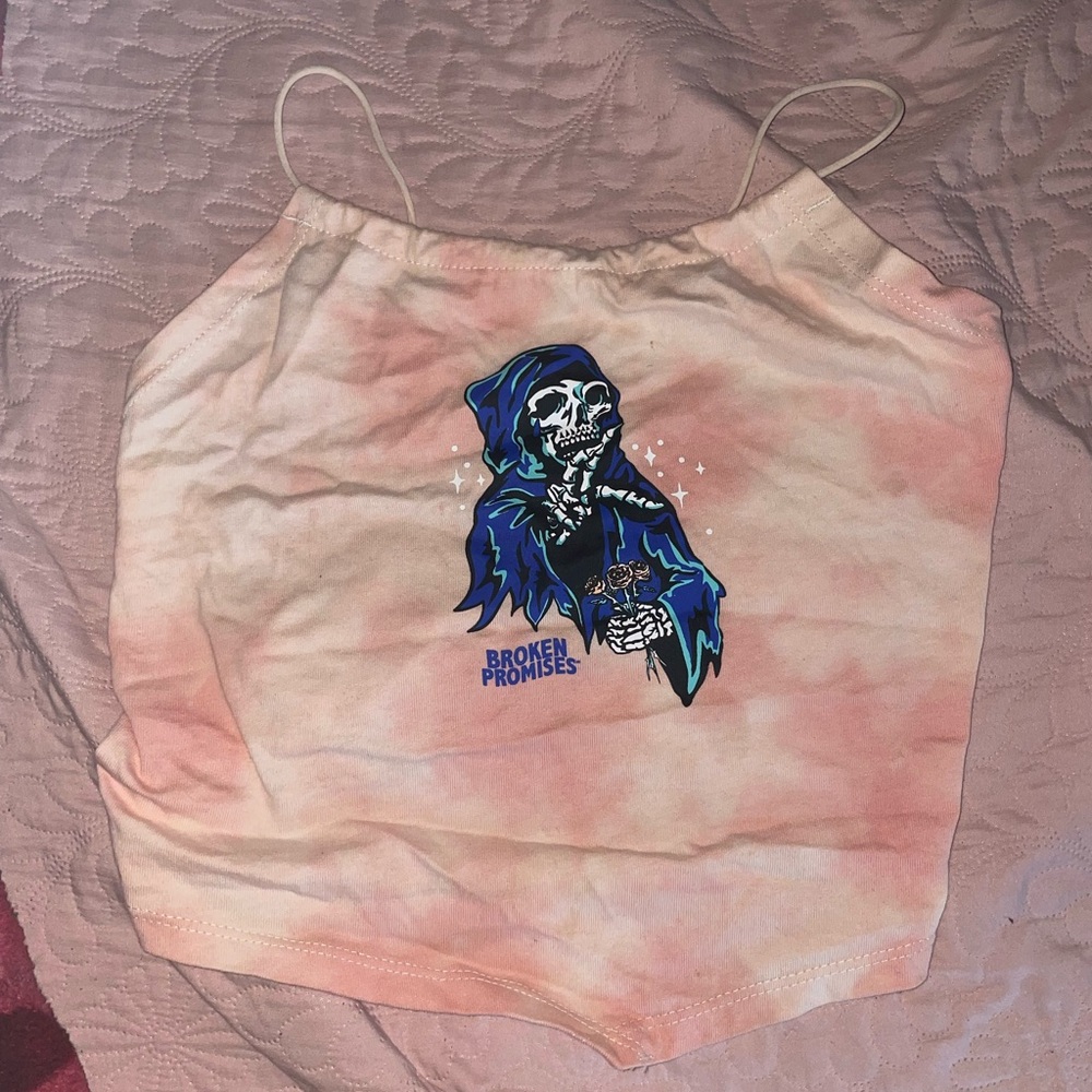 Tie-Dye Skeleton Graphic Tank Top